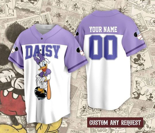 Discover Personalized Daisy Jersey Shirt, Love Daisy Shirt, Daisy Lover Tshirt, Baseball Fans Shirt Daisy Disney Baseball Jersey