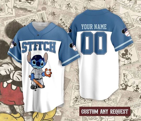 Discover Personalized stitch Jersey Shirt, Love stitch Shirt, stitch Lover Tshirt, Baseball Fans Shirt stitch Disney Baseball Jersey