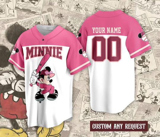 Discover Personalized Minnie Mouse Jersey Shirt, Minnie Mouse Shirt, Minnie Mouse Tshirt, disney Vacation Baseball Fans Shirt Disney Baseball Jersey