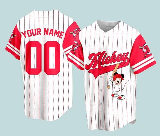 Discover Personalized Mickey Mouse Jersey Shirt, Mickey Mouse Shirt, Mickey Mouse Tshirt, Baseball Fans Shirt Disney Baseball Jersey