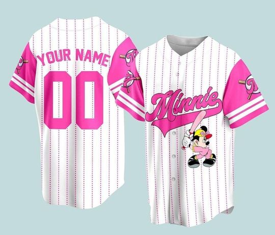 Discover Personalized Minnie Mouse Jersey Shirt, Minnie Mouse Shirt, Minnie Mouse Tshirt, Baseball Fans Shirt Disney Baseball Jersey