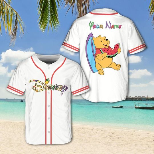 Discover Personalized Pooh Jersey Shirt, Love Pooh Shirt, Pooh Lover Tshirt, Baseball Fans Shirt Pooh Disney Baseball Jersey
