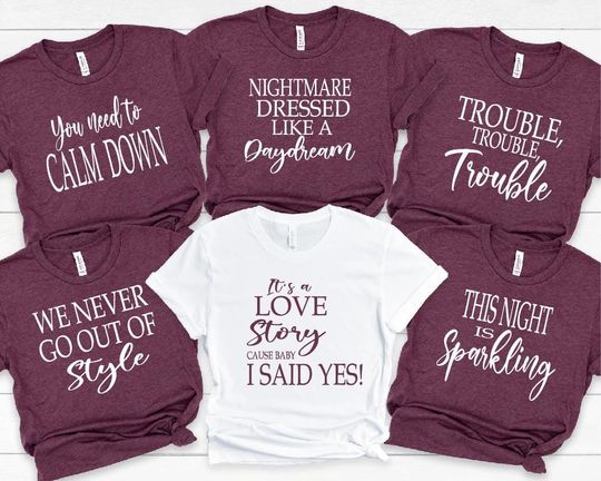 Discover Bachelorette Party Music Lyric Shirt: "It's A Love Story" Trendy Tee