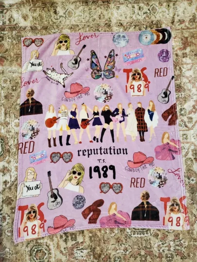 Swift Fleece Throw Blanket Reputation Folklore Lover Red Size 38x47.5