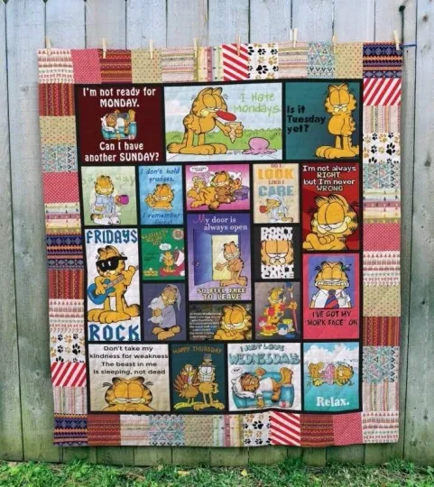 Meowtastic Comfort With Garfield 3D Quilt Blanket Fan Made All Season