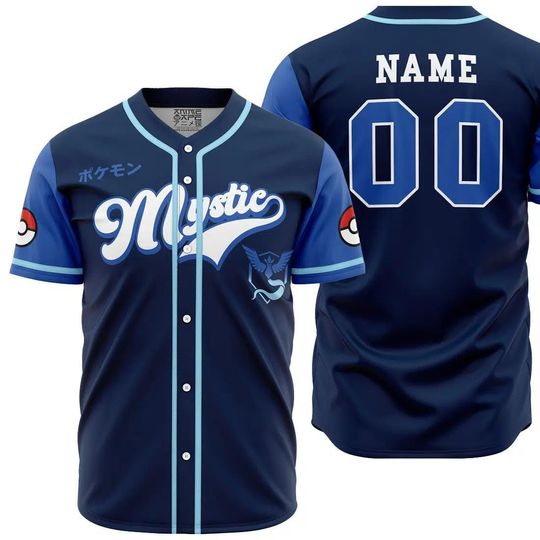 Discover Personalized Team Mystic PKM Baseball Jersey, anime Baseball Jersey, Gift For Her, PKM Jersey Shirt, Baseball Fans Shirt