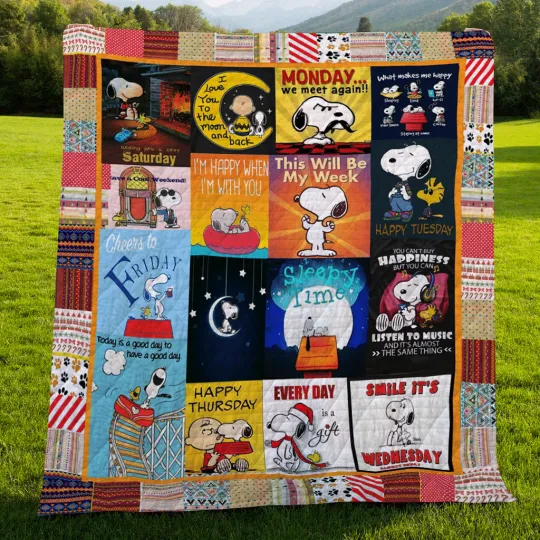Discover Character Happy Sn0oppy Quilt Blanket Fan Made All Season 3D Blanket