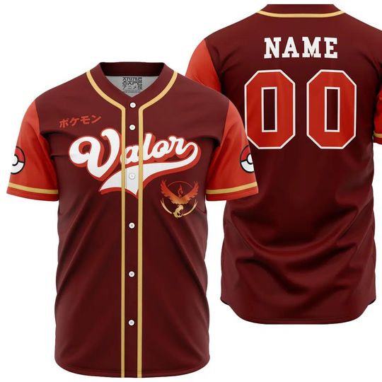 Discover Personalized Team Valor PKM Baseball Jersey, anime Baseball Jersey, Gift For Her, PKM Jersey Shirt, Baseball Fans Shirt