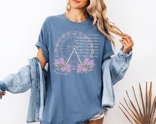 Discover Eldest Daughter Showgirl Shirt, Ferris Wheels, Kisses, and Lilacs Lyrics Vintage Graphic Tee, The Life of The Eldest Daughter