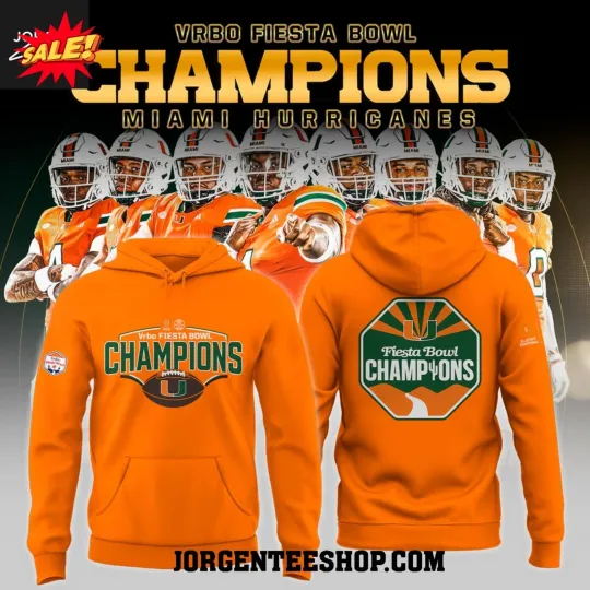 Discover Miami Hurricane 2026 VRBO Fiesta Bowl Champions 3D Hoodie