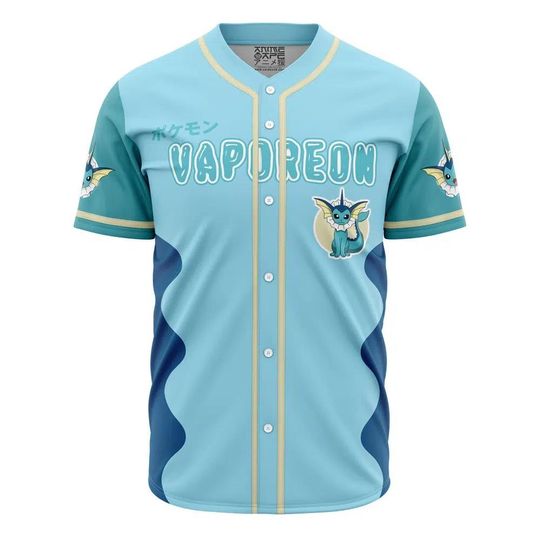Discover Vaporeon Eeveelution PKM Baseball Jersey, anime Baseball Jersey, Gift For Her, Vaporeon PKM Jersey Shirt, Baseball Fans Shirt