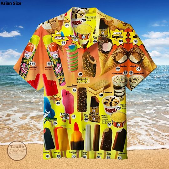 Discover 2025 Cold Ice Cream Hawaii Shirt Unisex 3D Printed Funny Popsicle Aloha Shirts Summer Short Sleeve Beach Lapel Blouse Tops
