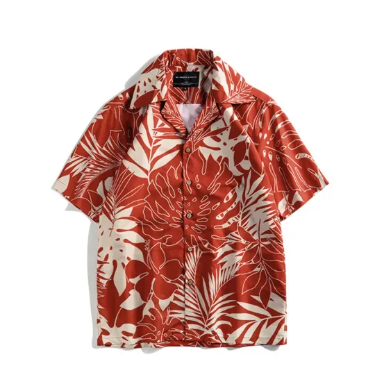 Hawaiian Shirt Short Sleeve Unisex Vintage Harajuku Hong Kong Style plus Size Trendy Retro Jacket American Casual Plant Floral S