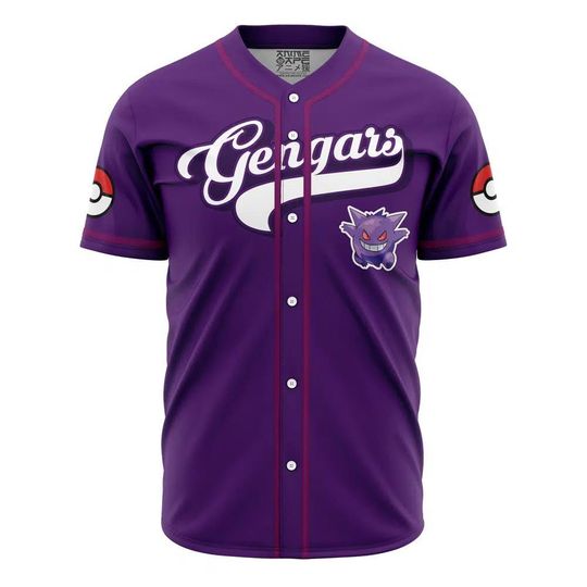 Trippy Ghostly Evolution Gengar PKM Baseball Jersey, anime Baseball Jersey, Gift For Her, PKM Jersey Shirt, Baseball Fans Shirt