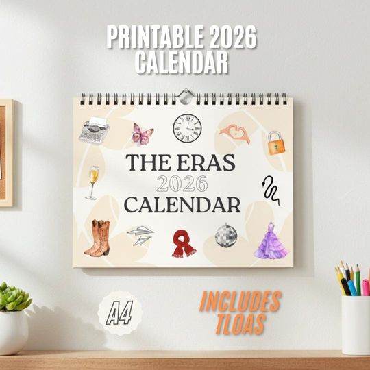 Discover The Eras 2026 Calendar A4 Monthly Planner