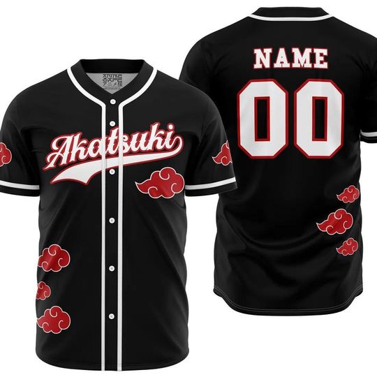Discover Personalized Akatsuki Baseball Jersey ,Custom Akatsuki Baseball Jersey, Gift For Her, Red cloud Jersey Shirt, Baseball Fans Shirt