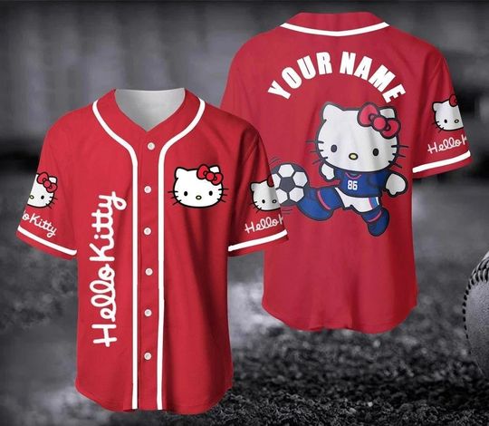 Discover Kitty Jersey Shirt,Custom Hello Kitty Baseball Jersey, Gift For Her, Hello Kitty Jersey Shirt, Hello Kitty Baseball Fans Shirt Disney Jersey