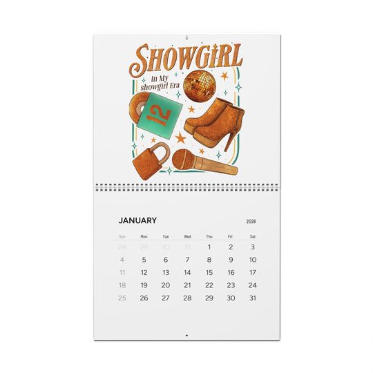 Discover Showgirl Era Illustrations Lyrics  Wall Calendar 2026 | Retro Rodeo Theme
