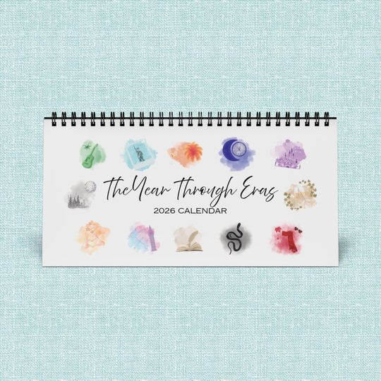 Discover 2026 Minimalist Desk Calendar The Year Through Eras Pop Culture Aesthetic Gift for Music Lovers Teens Teachers Fans Typewriter Era