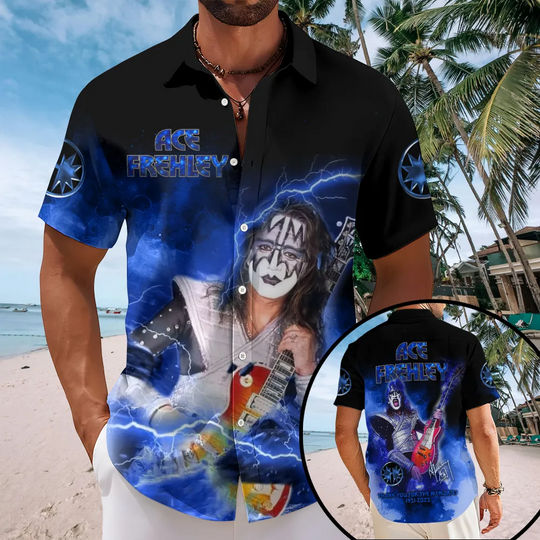 Rock Hawaiian Shirt For Men 3D Kiss Band Print Shirts Man/Women Fashion Short Sleeve Beach Shirt Blouse Vocation Camisas Shirt