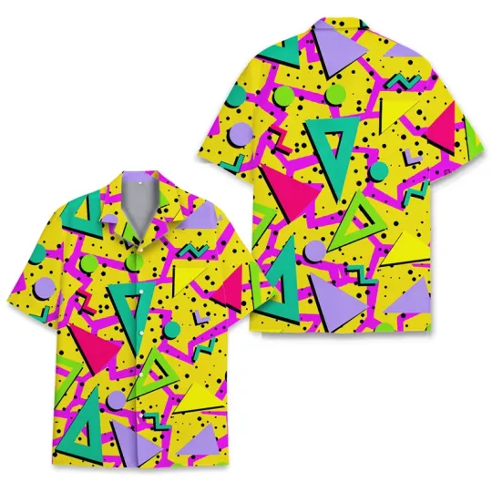 Discover Vintage Back To The 80s Letter Print Hawaiian Shirt for Men Summer Short Sleeve Daily Wear Beach Shirts Men's Aloha Shirt