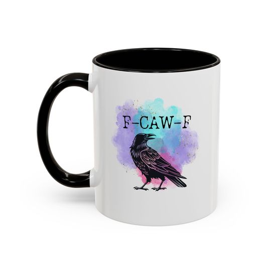 Discover F-CAW-F Raven Watercolor Mug - Colorful Coffee Cup