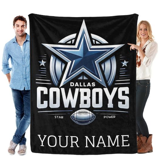 Personalized Dallas Football Flannel Blanket, Football Gift