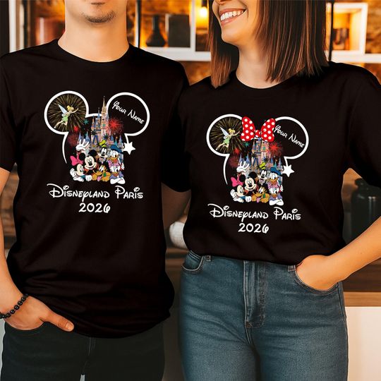 Personalised Disneyland Paris 2026 Family T-Shirt, Group Family Holiday Vacation, Mickey And Friends Custom Name shirt, Unisex Kids Tee Top
