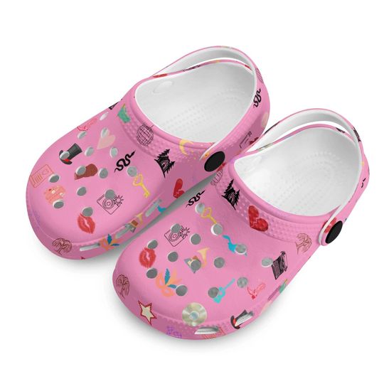 Discover Pink Swift Beach Kids Slides with Pop Music Pattern