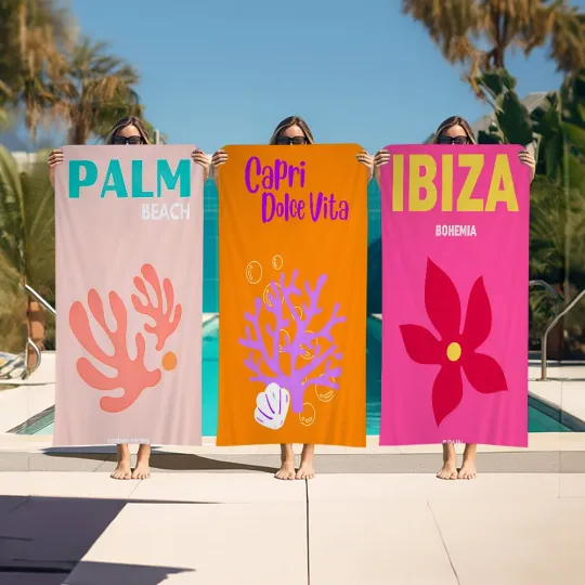 Discover Modern Scenic Travel Mykonos Palm Miami Wall Art Microfiber Beach Towel Absorbent Quick Yoga Resort Mountain Climbing Towel