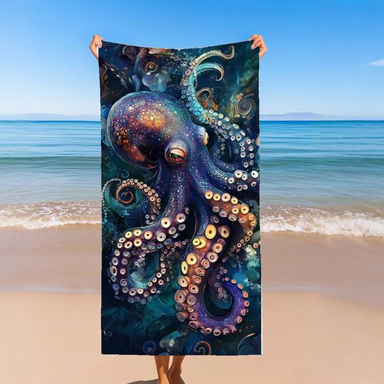 Discover Colorful Octopus Beach Towel for Fun Patterned Sunscreen And Windproof Suitable For Swimming Pool Camping Travel Blanket