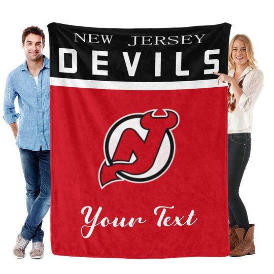 Discover Vintage New Jersey Devils Personalized Flannel Blankets,  Classic Hockey Fan Gift