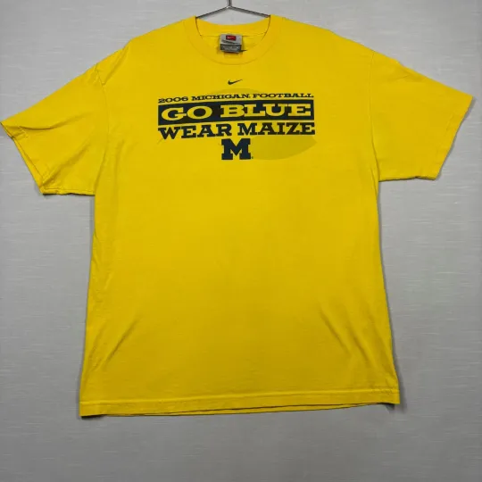 Discover Nike Center Swoosh Michigan Wolverines Student Alumni Shirt Men XL Yellow '06