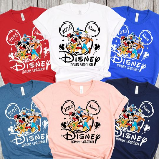 Discover Custom Disney 2026 Shirt, Disney Family Vacation Shirts, Comfort Color Disney Shirt, Custom Disney Squad Shirt, Personalized Disney Trip Tee