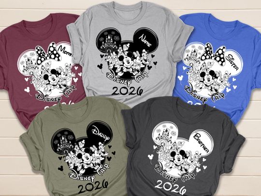 Discover Disney Trip 2026 Shirt, Personalized Mickey and Friends Vacation Tee, Family Matching Shirts, Custom Group Outfit, Magic Kingdom Tees