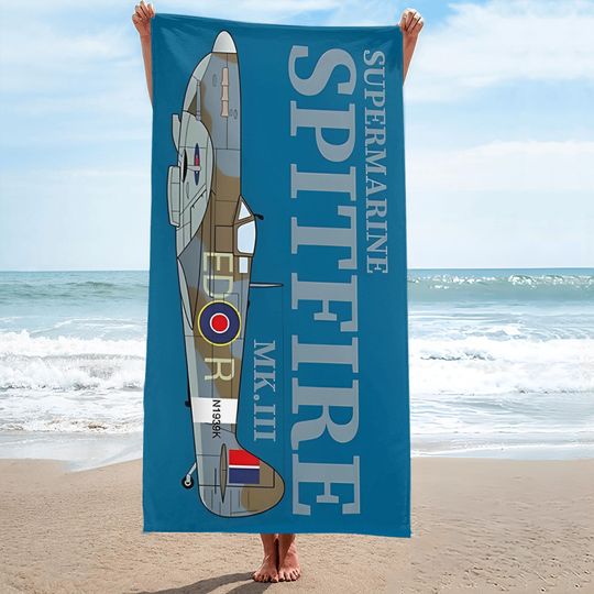 Discover Vintage RAF Fighter Beach Towel – Classic WWII Aircraft Emblem Soft Absorbent Towel for Surfing Diving Travel