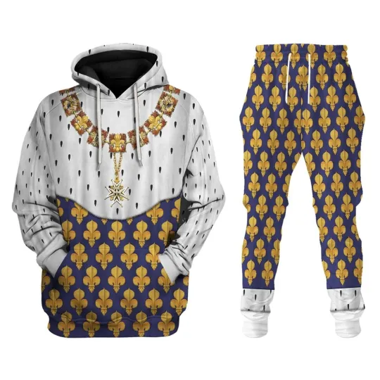 Discover Louis XIII of France in Coronation Robes Costume Hoodie Joggers Set