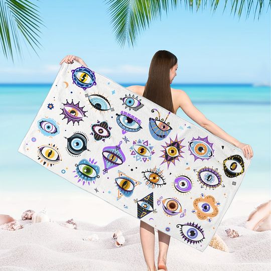 Discover Mystical Eye Print Beach Towel" - Ideal for Bold, Unique & Edgy Summer Accessories with Vibrant Charm and Bright Style