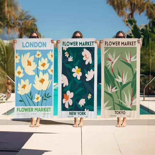 Discover Flower Classic Microfiber Beach Towel Absorbent Quick Dry Soft Yoga Swimming Resort Mountain Climbing Towel