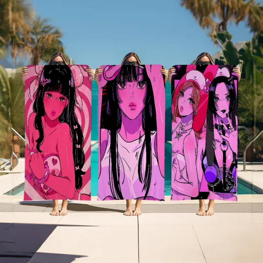 Discover Cartoon Sweet Sexy Girl Microfiber Beach Towel Absorbent Quick Dry Soft Yoga Swimming Resort Mountain Climbing Towel
