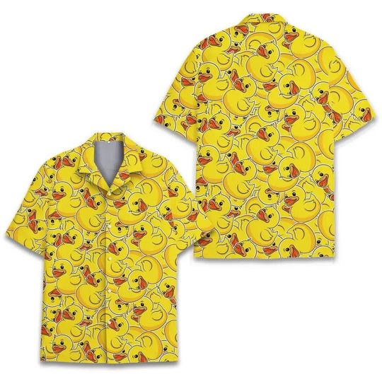 Discover Duck Aloha Hawaiian Shirt Rubber Duck Tropical Hawaiian Shirt Summer Shirt, Duck Lover 3D Aloha Shirt, Gift for Friend, Vintage Button Shirt