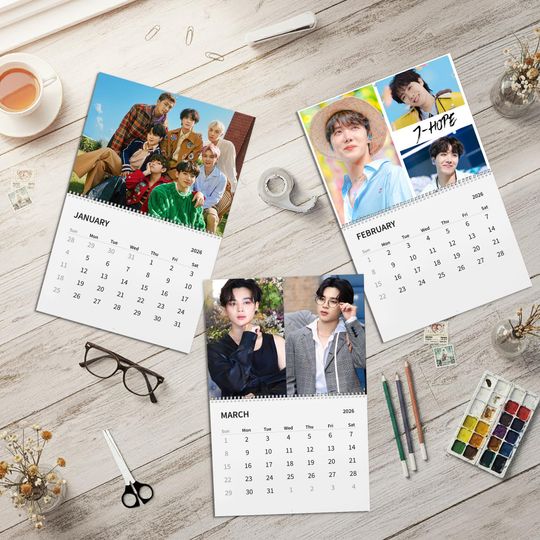 Discover K-Pop Idol Desk Calendar 2026, 7 Members Fan Calendar, Aesthetic Photo Monthly Planner, Kpop Lover Gift, Home Office Decor