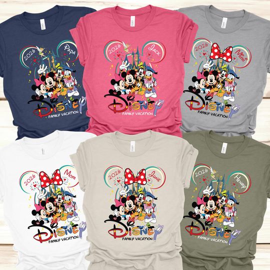 Discover Custom Disney Family Trip Shirt, Personalized Disney Family 2026 Trip Shirt, Minnie Mickey Shirt, Disney Family Matching Vacation Shirt