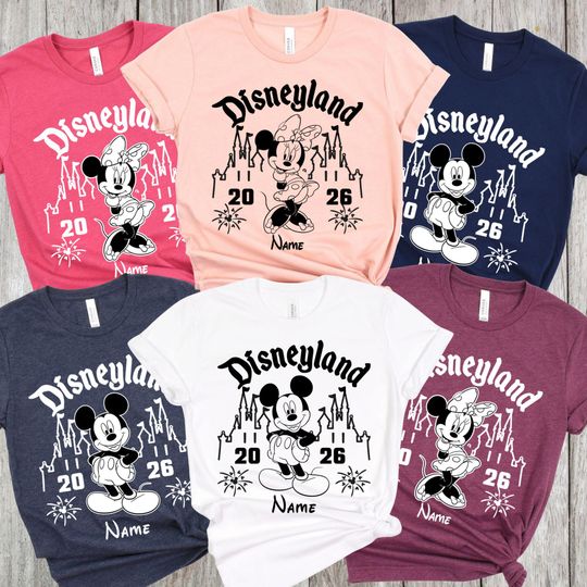 Discover Custom Disneyland 2026 Shirt, Disney Vacation Shirts, Disney Comfort Color Shirts, Custom Name Mickey Minnie Shirts, Disney Couple Shirt
