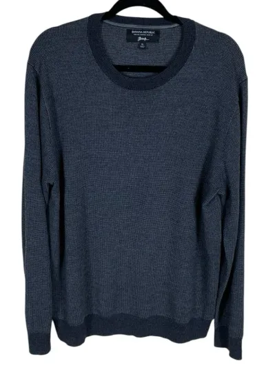 Discover Men's Banana Republic Gray Baruffa Merino Wool Long Sleeve Crewneck Sweater XL