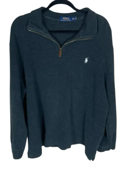 Discover Men's Polo Ralph Lauren Charcoal Gray Long Sleeve 1/4 Zip Sweatshirt Size XXL