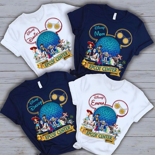 2026 Family Epcot Shirt for First Disney Trip, Matching Family Vacation T-Shirt, Personalized Disneyland Tee with Toy Story Characters