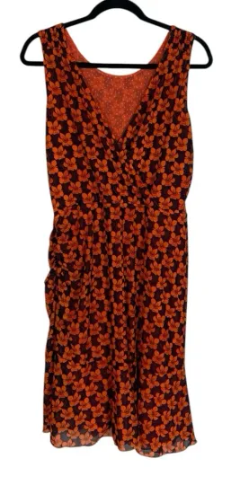 Discover Women's Cabi Orange Floral Polka Dot Reversible Playday Flip Dress Sleeveless M