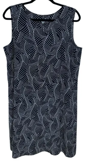 Discover Women's J. Jill Black White Linen Blend Sleeveless Midi Shift Dress Size L