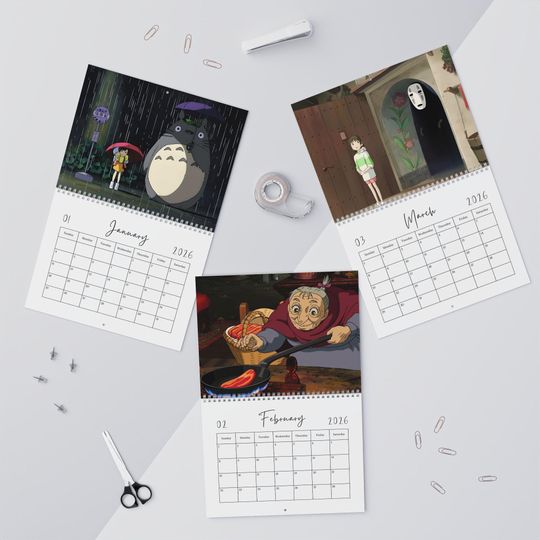 2026 Calendar - Studio Ghibli Calendar, Cute Kawaii Planner, Gift for Anime Fans, Room Decor, 2026 Ghibli planner, 2026 monthly planner